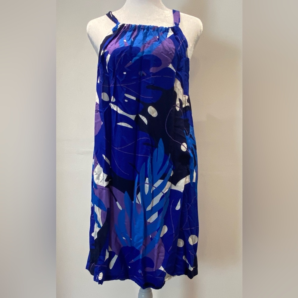 Hula Bay Womens Tropical Blue Abstract Sleeveless Mini Dress Size S